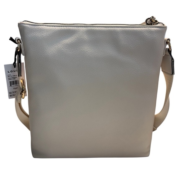 NWT Loume Crossbody Bag Cream Gold-Tone Hardwar Pebbled Faux Leather Nylon Strap - Picture 3 of 16